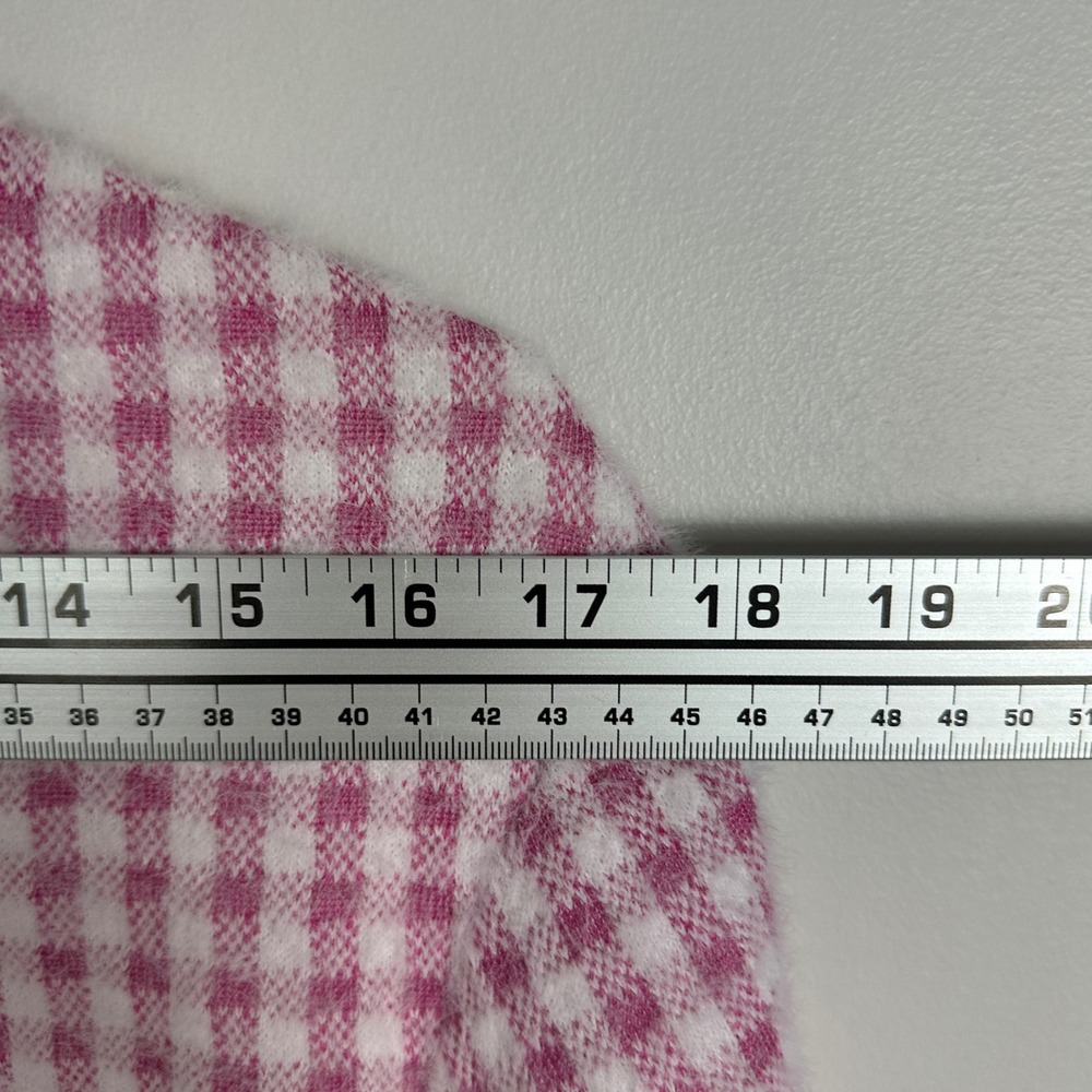 Zara Pink White Mock Neck Sweater Womens Size Small Checkered Plaid‎ Preppy Knit - Picture 14 of 16